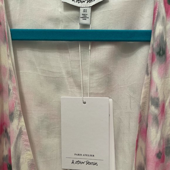 & Other Stories Puff Sleeve Midi Dress - Size 6 (Runs Small) - Picture 4 of 6